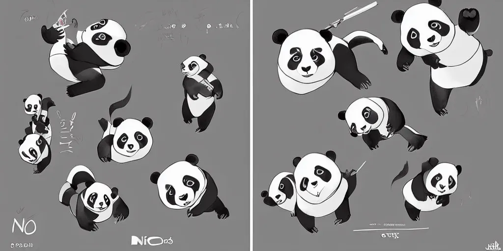 Image similar to “a lovely panda animation style. Concept art by Nico Marlet”