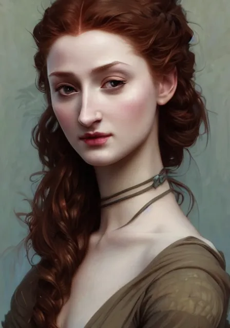 Image similar to sansa with long big nose, intricate, elegant, highly detailed, digital painting, artstation, concept art, smooth, sharp focus, illustration, art by artgerm and greg rutkowski and alphonse mucha and william - adolphe bouguereau