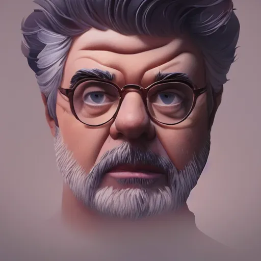 Image similar to face icon stylized minimalist george lucas, loftis, cory behance hd by jesper ejsing, by rhads, makoto shinkai and lois van baarle, ilya kuvshinov, rossdraws global illumination