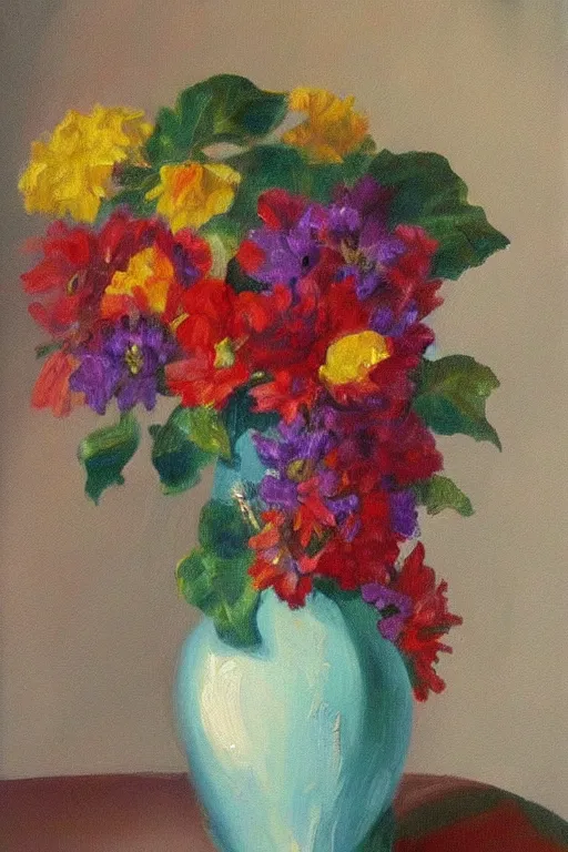 Prompt: painting of a vase in the style of maria m. c.