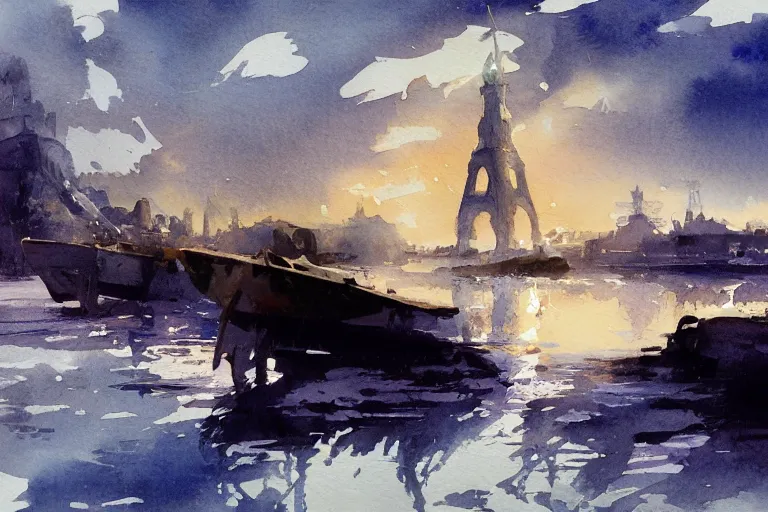 Prompt: small centered on watercolor paper, paint brush strokes, abstract watercolor painting of torre de lago, cinematic light, national romanticism by hans dahl, by jesper ejsing, by anders zorn, by greg rutkowski, by greg manchess, by tyler edlin