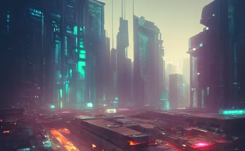 Image similar to A futuristic brutalist blade runner 2049 city, rendered by Beeple, synthwave style, environment concept, digital art, unreal engine, WLOP, trending on artstation, 4K UHD image,