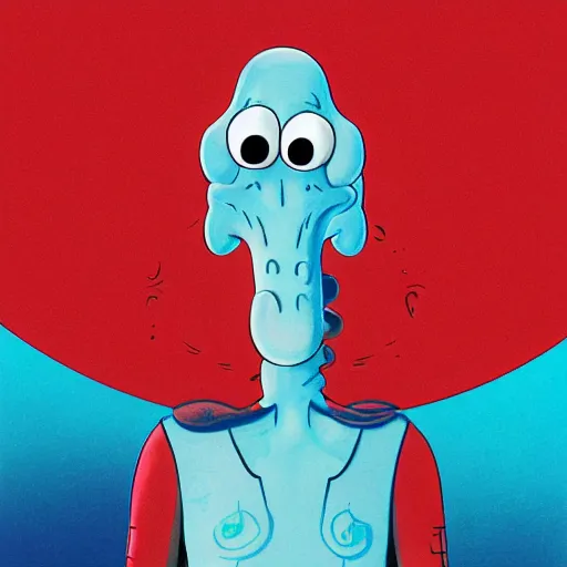 Image similar to squidward by rik oosternbroek, concept art, masterpiece, digital art, ultra detailed, sharp focus, cinematic lighting, 8 k hd resolution