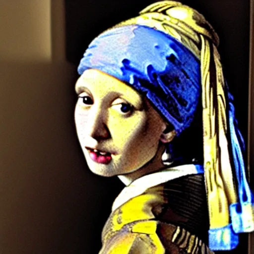 Image similar to vermeer, roger stone as the girl with pearl earring,