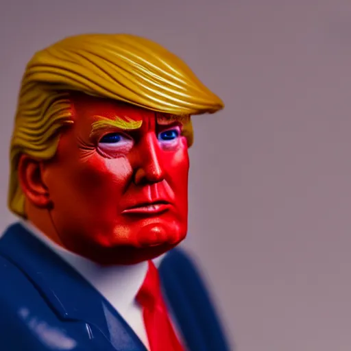 Image similar to close up of donald trump 8 0 s plastic action figure in its original box, dslr photo