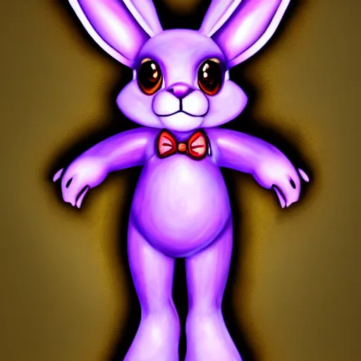 Prompt: portrait of a purple rabbit animatronic mascot,digital art,detailed,deviantart