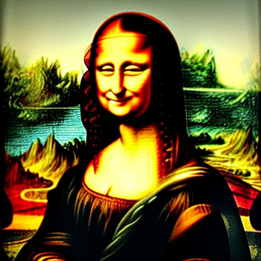 Image similar to a painting of the mona lisa by bob ross