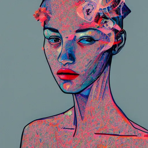 Image similar to abstract female portrait by james jean and Jason Chan