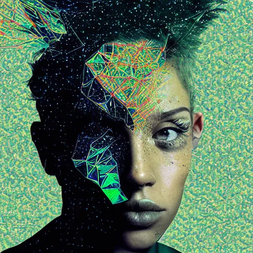 Image similar to expressive portrait of the digitally glitched soul, by Beksinsnki, maze, sharp focus