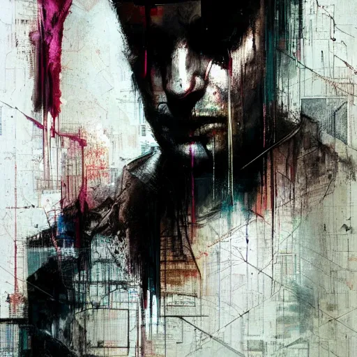 Prompt: portrait of a cyberpunk by jeremy mann, francis bacon and agnes cecile, ink drips, paint smears, digital glitches glitchart c - 1 0