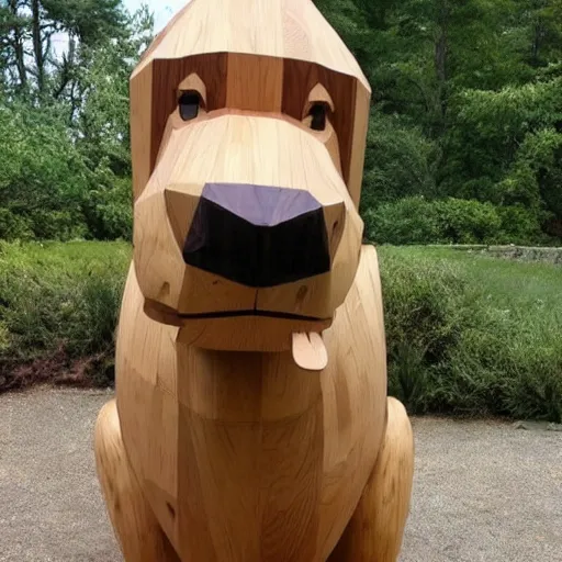 Image similar to a giant dog made of wood