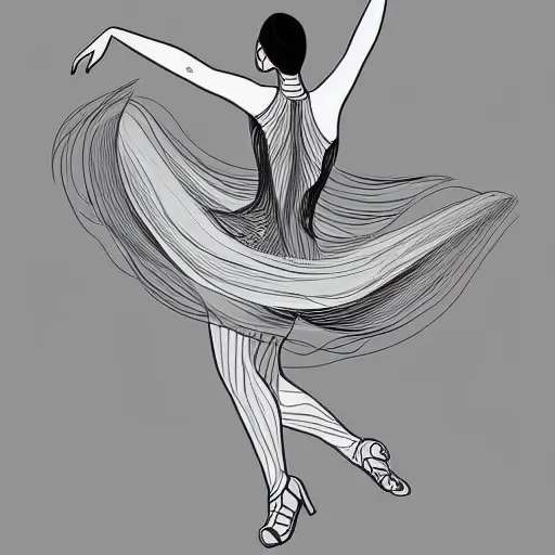 Prompt: a vector illustration of a beautiful woman dancing by Quentin de Warren, complex shading, highly detailed, adobe illustrator, digital art, trending on artstation