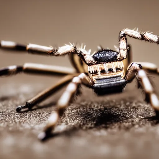 Image similar to macro photograph of a miniature mechanical spider