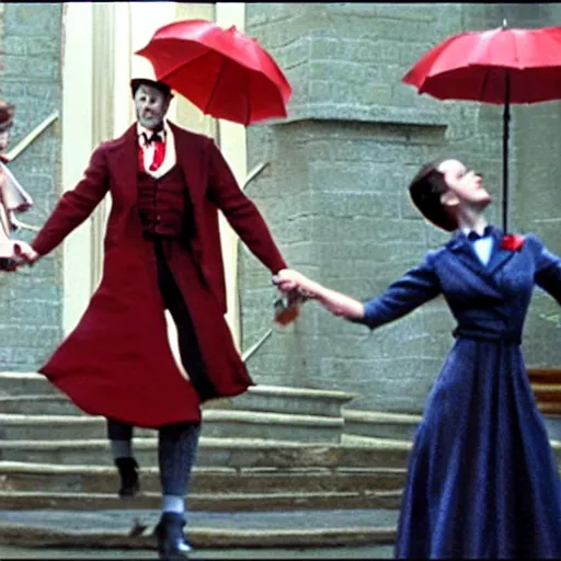 Image similar to a still of from the movie mary poppins crossover with the game parasite eve