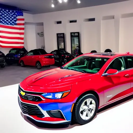 Prompt: red white and blue 2019 Chevy Malibu LT