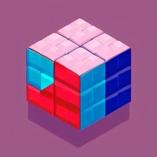 Image similar to transparent cube, isometric, voxels, game art