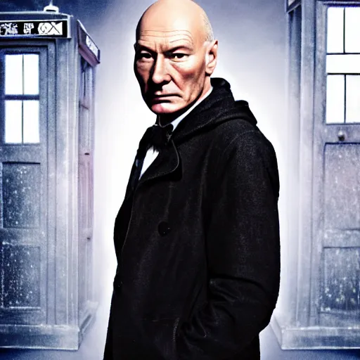 Prompt: doctor who played by Patrick Stewart, cinematic photo