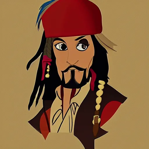 Prompt: Captain Jack Sparrow, Disney renaissance animated