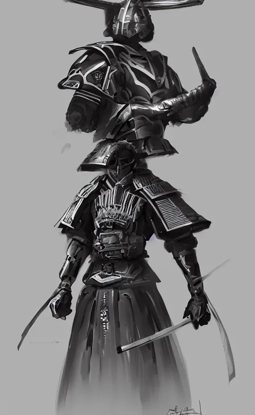 Image similar to a futuristic samurai,highly detailed,trending on ConceptArtWorld