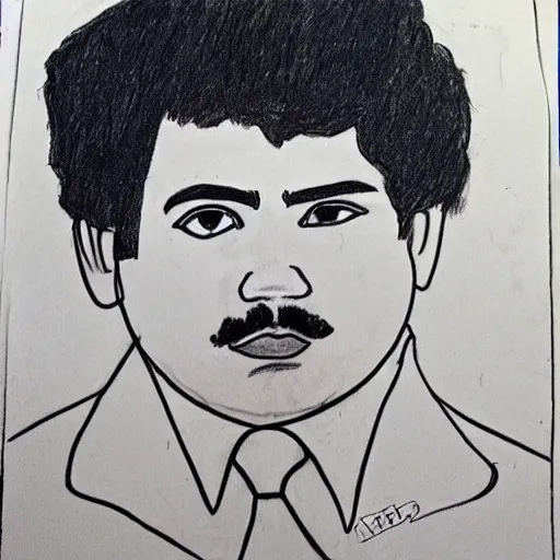 Image similar to child's drawing of pablo escobar