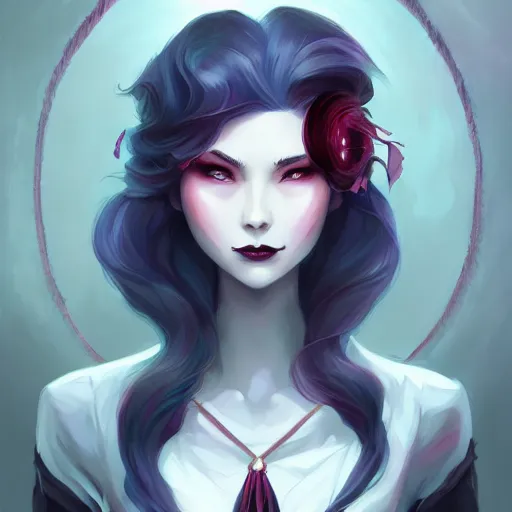 Image similar to a portrait of a beautiful vampire, art by lois van baarle and loish and ross tran and rossdraws and sam yang and samdoesarts and artgerm, digital art, highly detailed, intricate, sharp focus, Trending on Artstation HQ, deviantart, unreal engine 5, 4K UHD image