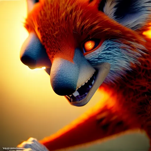 Image similar to weta disney pixar movie still macro close photo of anthropomorphic vulpes vulpes fulva wearing koala : : by weta, greg rutkowski, wlop, ilya kuvshinov, rossdraws, artgerm, octane render, iridescent, bright morning, anime, liosh, mucha : :
