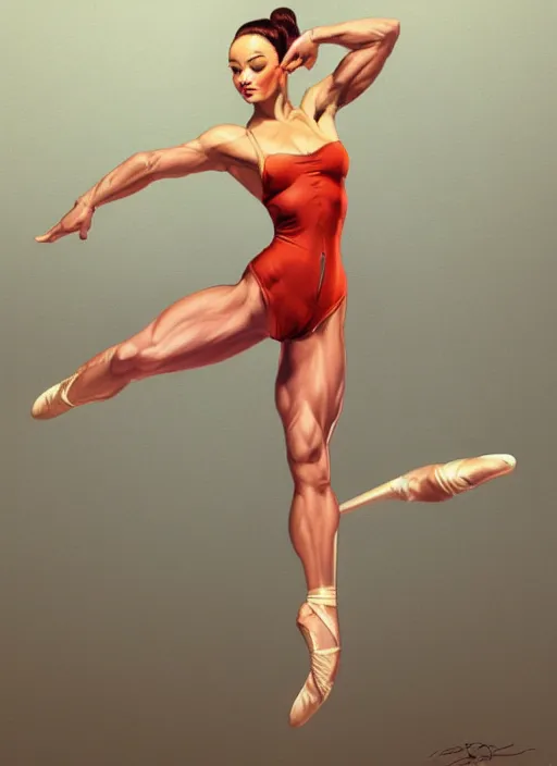 Image similar to muscular ballerina tight clothes that are tearing at the seams, digital painting, trending on artstation, 8 k wallpaper, frank frazetta, boris vallejo and julie bell