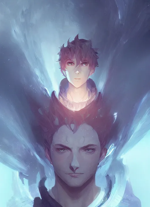 Image similar to a portrait of a male daemon, intricate, tone mapped, ambient lighting, highly detailed, digital painting, artstation, concept art, 4 k, god rays, evil aura, stunning beautiful, glowing eyes, sharp focus, by makoto shinkai and akihiko yoshida and hidari and wlop