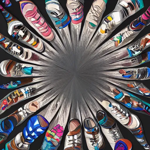 Image similar to 1 st person pov looking down at your shoes, digital art, detailed, trending in artstation