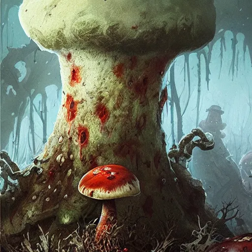 Image similar to zombie mushroom geog darrow greg rutkowski