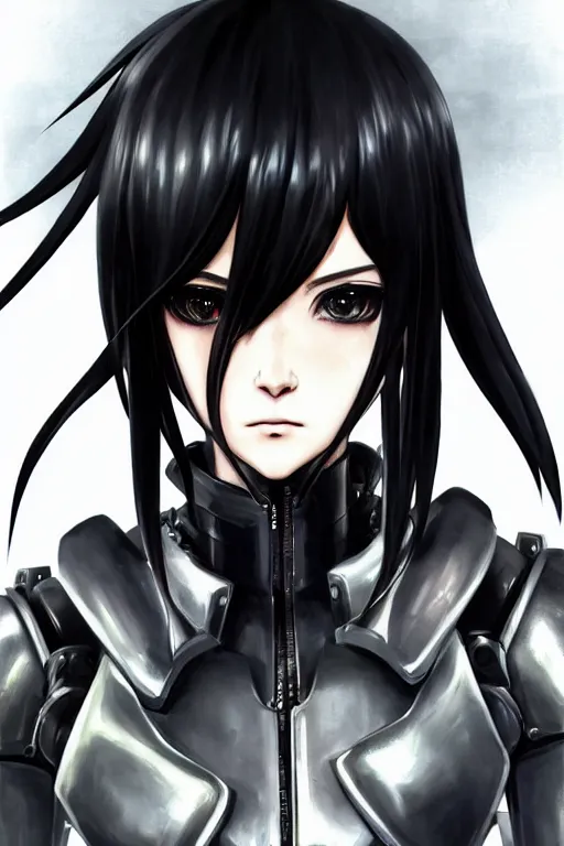 Image similar to portrait Anime goth cyberpunk girl mechanical armor, blame, cute-fine-face, black-hair pretty face, realistic shaded Perfect face, fine details. Anime. Warhammer 40000, realistic shaded lighting by Ilya Kuvshinov katsuhiro otomo ghost-in-the-shell, magali villeneuve, artgerm, rutkowski, WLOP Jeremy Lipkin and Giuseppe Dangelico Pino and Michael Garmash and Rob Rey and Tsutomu Nihei