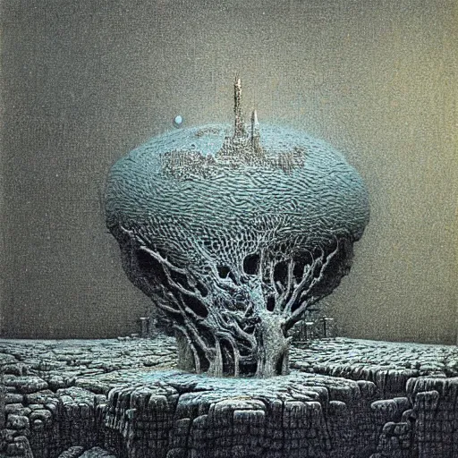 Image similar to mandelbulb by Beksinski, detailed