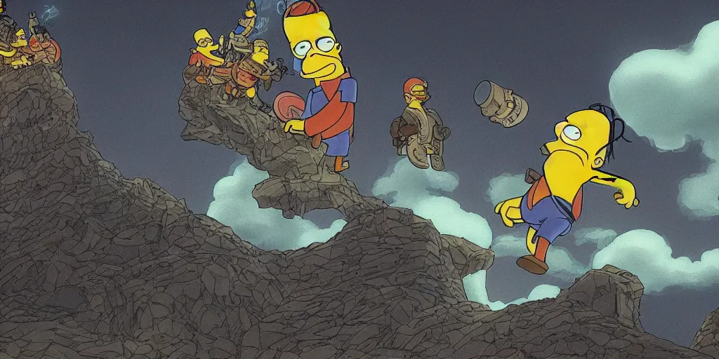 Image similar to Homer Simpson as a boss in Elden Ring, dark and ominous, lightning, RTX 3080