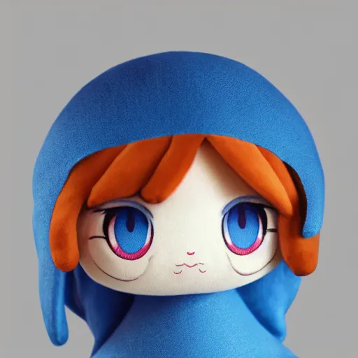 Image similar to cute fumo plush of galatea, greek myth, chibi, blue dress, vray, symmetry