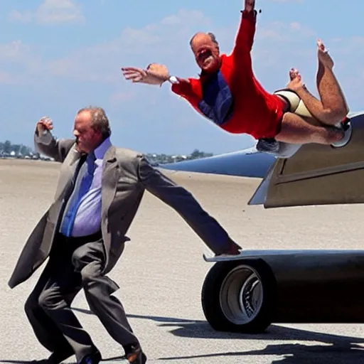 Image similar to kelsey grammer falling out of a plane