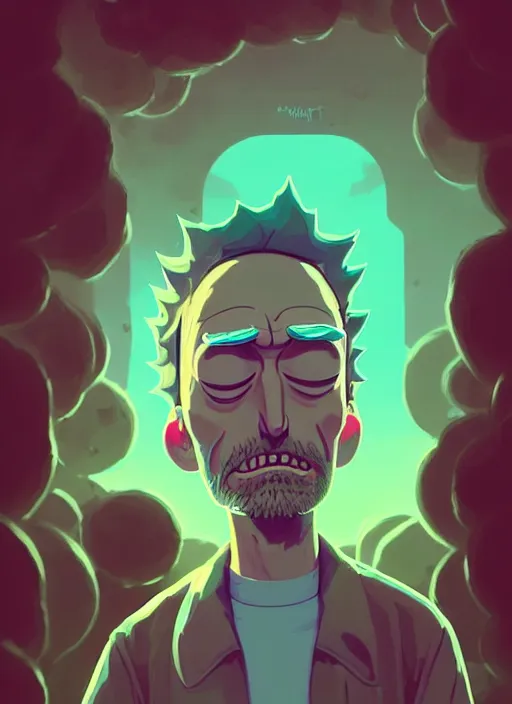 Image similar to dream highly detailed portrait of rick from rick and morty, magnificent, photographic realistic background, by atey ghailan, by greg rutkowski, by greg tocchini, by james gilleard, by joe fenton, by kaethe butcher, trending on instagram, award winning details