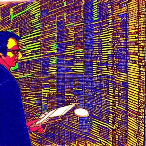 Image similar to a neuroscientist trying to understand a microprocessor, jean giraud