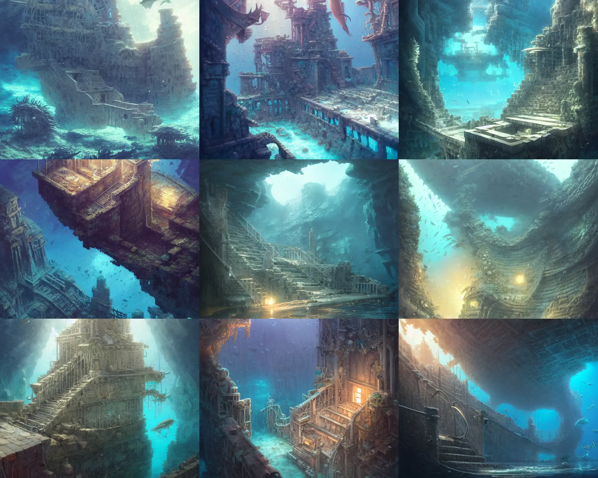 Prompt: underwater prison of atlantis, magnificent, close up, details, sharp focus, elegant, highly detailed, illustration, by Jordan Grimmer and greg rutkowski and PiNe(パイネ) and 薯子Imoko and 香川悠作 and wlop and maya takamura, intricate, beautiful, Trending artstation, pixiv, digital Art