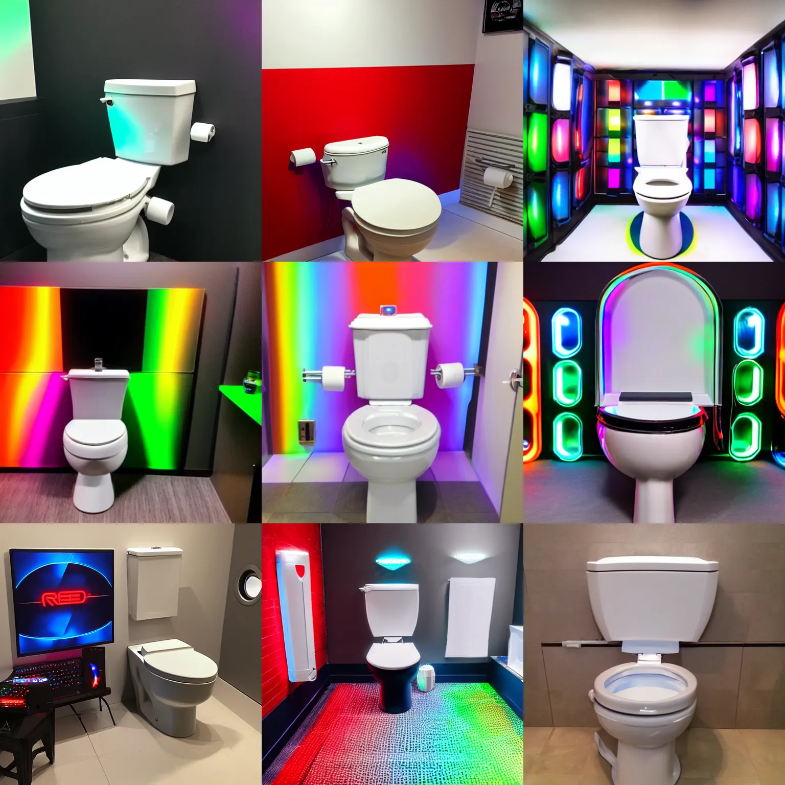 Prompt: rgb gaming toilet