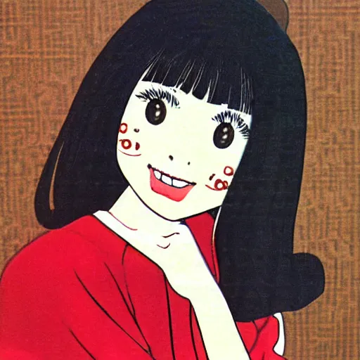 Image similar to a vintage portrait of a girl made by rumiko takahashi ( 1 9 9 0 )