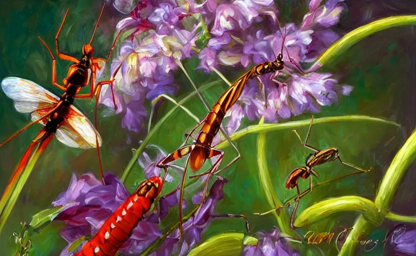 Image similar to Insect Alchemy mantis. By Konstantin Razumov, highly detailded