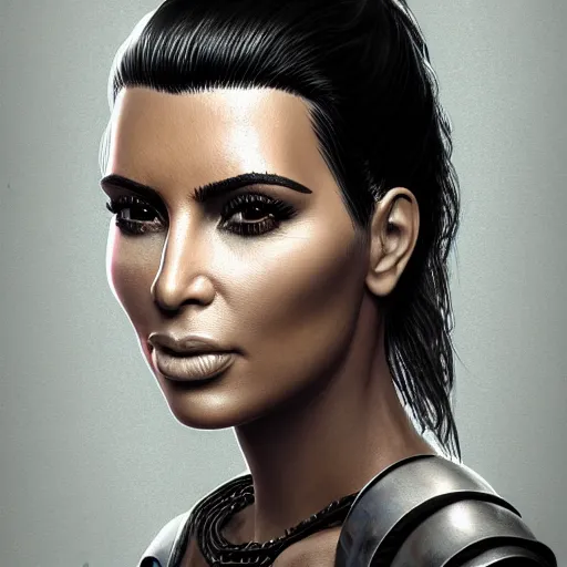 Prompt: kim kardashian portrait, dystopia core, apocalyptic, armor, warrior, dramatic, sharp focus, fiction, neon, fantasy, hyper detailed, digital art, trending in artstation, cinematic lighting, studio quality, smooth render, unreal engine 5 rendered, octane rendered, art style and nixeu and wlop and krenz cushart