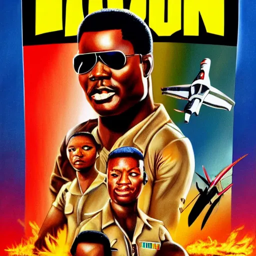 Prompt: ghana movie poster for top gun, painted