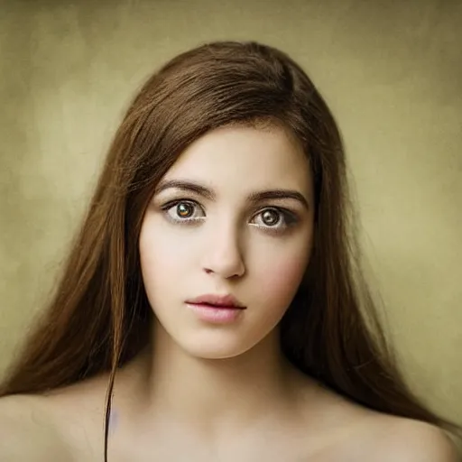 Image similar to “(award winning)!!!!!!! beautiful studio portrait of a stunning young lady with beautiful eyes lips gazing intently at the camera, this high quality photograph evokes a feeling of deep longing”