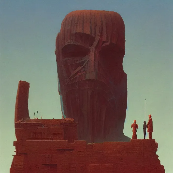 Image similar to nuke the giant statue, science fiction, Edward Hopper and James Gilleard, Zdzislaw Beksinski, highly detailed