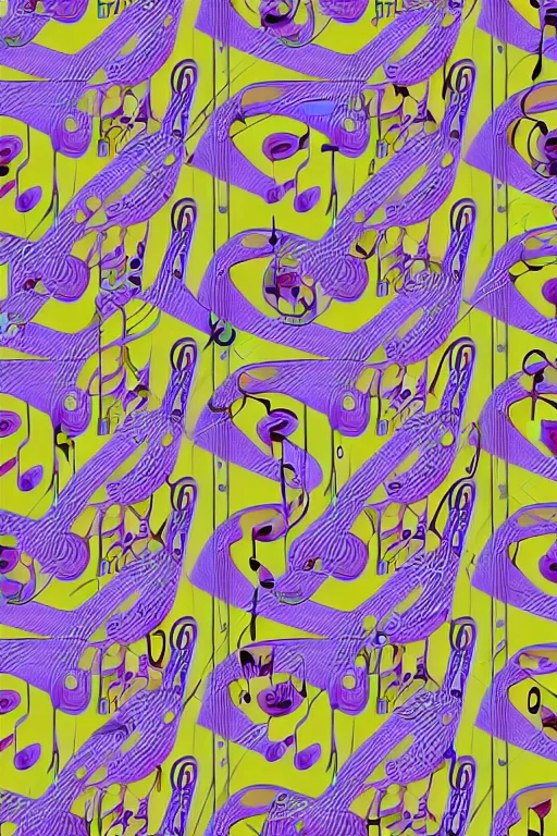 Image similar to seamless 2 d pattern of abstract musical instruments, highly detailed, designed by henri matisse, graphic design, 8 k, 4 k