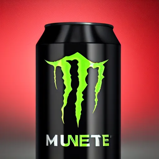 Image similar to new design aluminum can monster energy, red tones, 4k, octane render, ultra quality