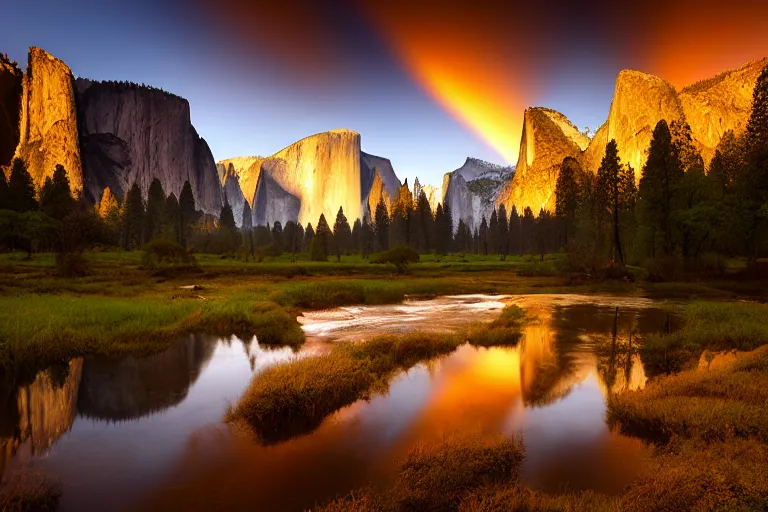 Prompt: amazing landscape photo of Yosemite by marc adamus, beautiful, dramatic lighting