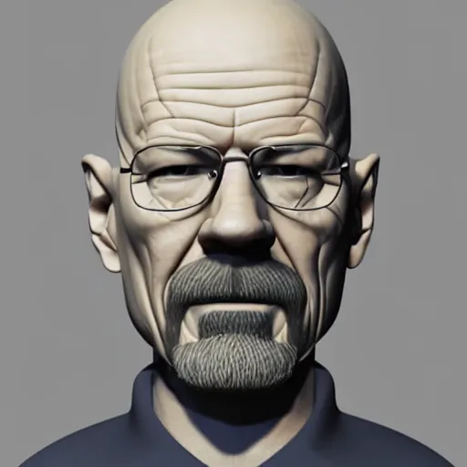 Prompt: just sold this 3 d model to a client. 3 d model of walter white. fully rigged, good topology