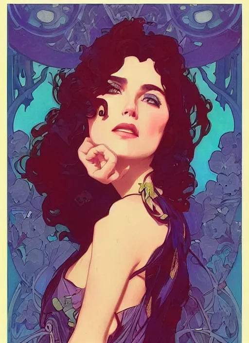 Image similar to Pretty woman, 1967 psychedelic portrait art by artgerm and greg rutkowski and alphonse mucha